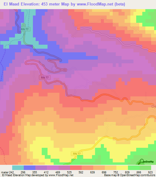 El Maad,Algeria Elevation Map
