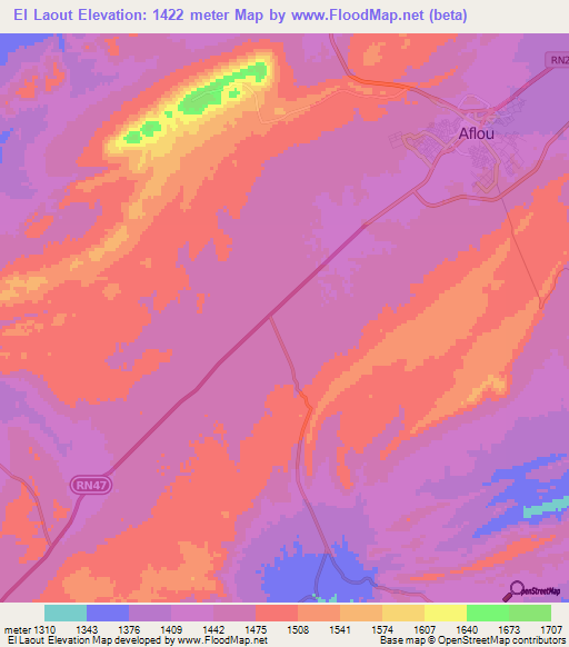 El Laout,Algeria Elevation Map