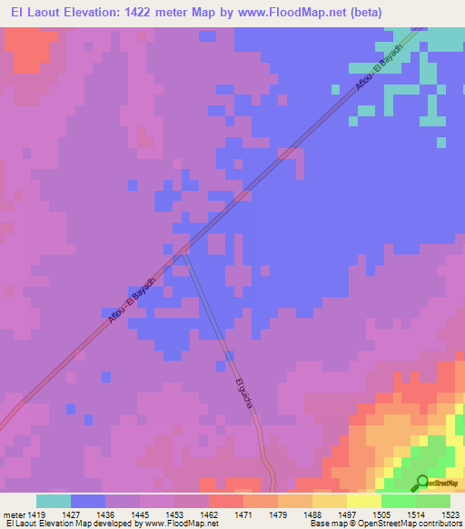 El Laout,Algeria Elevation Map