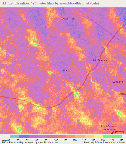 El Ktaf,Algeria Elevation Map