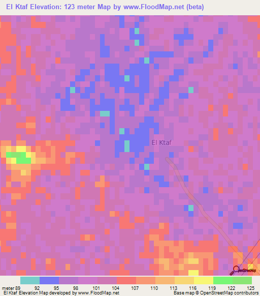 El Ktaf,Algeria Elevation Map