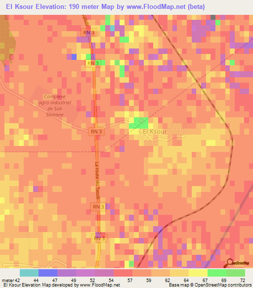 El Ksour,Algeria Elevation Map