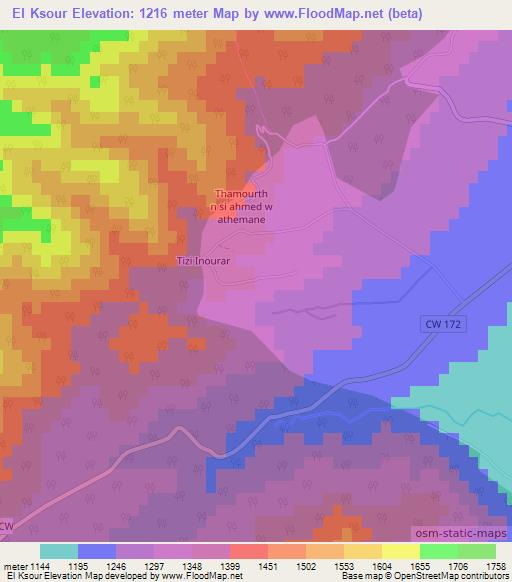 El Ksour,Algeria Elevation Map