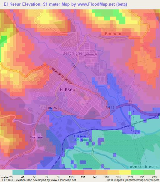 El Kseur,Algeria Elevation Map