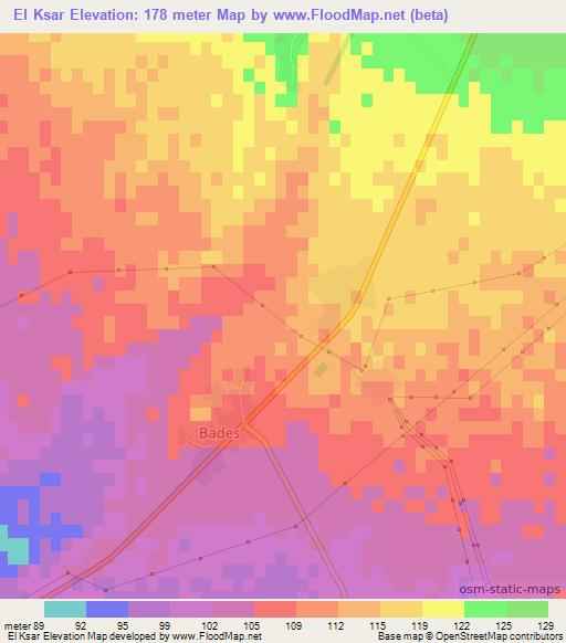 El Ksar,Algeria Elevation Map
