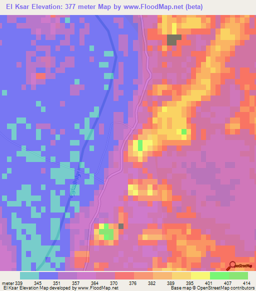 El Ksar,Algeria Elevation Map