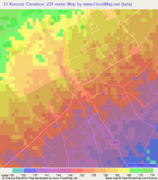 El Krerouz,Algeria Elevation Map
