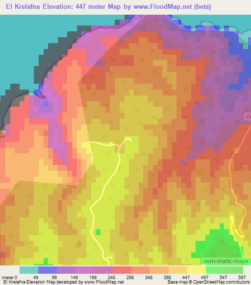 El Krelafna,Algeria Elevation Map