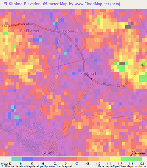 El Khobna,Algeria Elevation Map