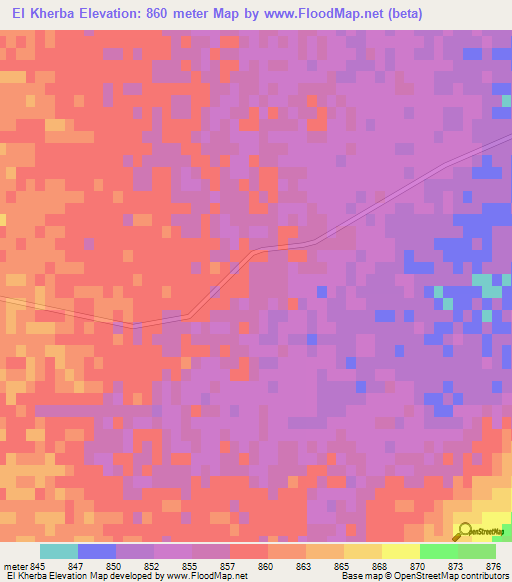 El Kherba,Algeria Elevation Map