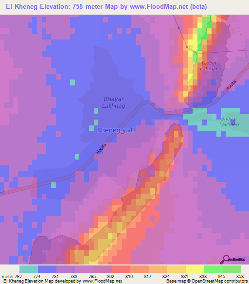 El Kheneg,Algeria Elevation Map