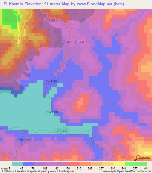 El Khemis,Algeria Elevation Map