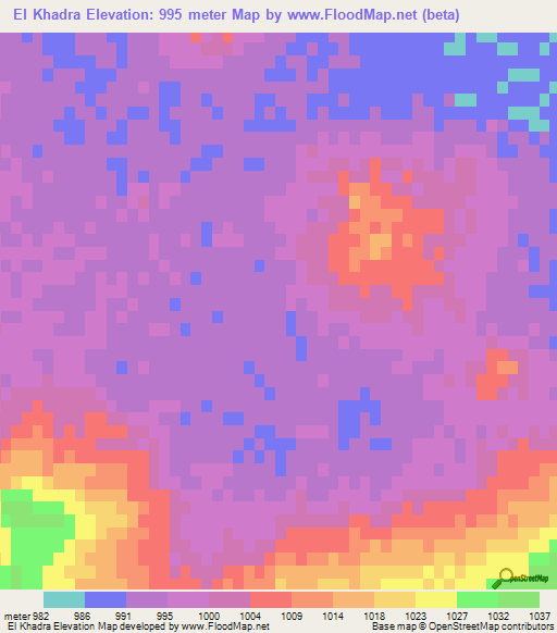 El Khadra,Algeria Elevation Map