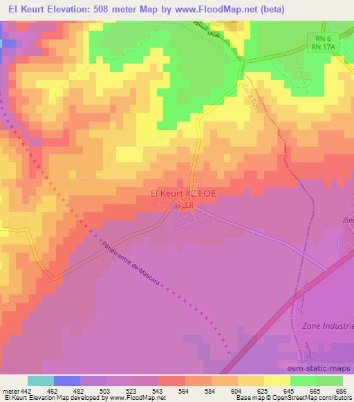 El Keurt,Algeria Elevation Map