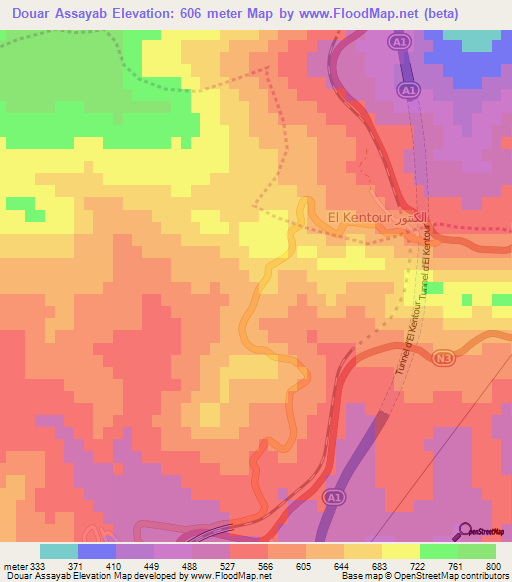 Douar Assayab,Algeria Elevation Map