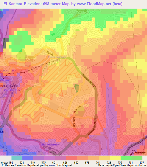 El Kantara,Algeria Elevation Map