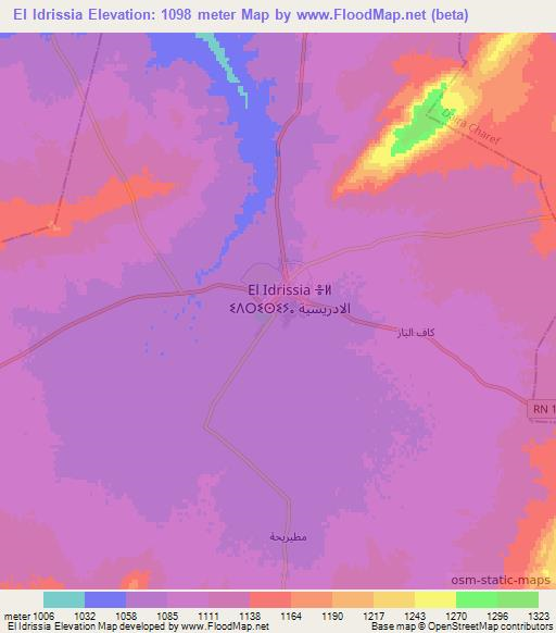 El Idrissia,Algeria Elevation Map