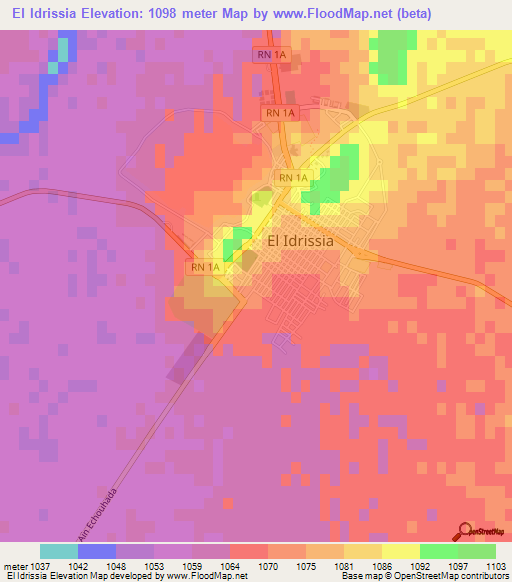 El Idrissia,Algeria Elevation Map