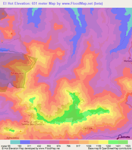 El Hot,Algeria Elevation Map
