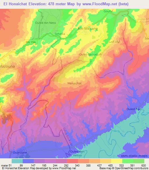 El Honaichat,Algeria Elevation Map