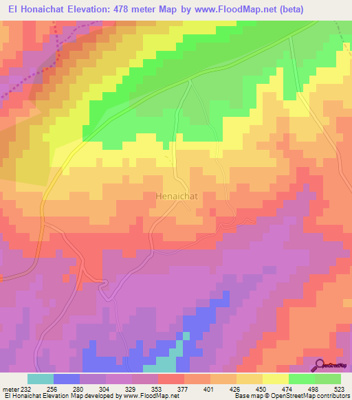 El Honaichat,Algeria Elevation Map