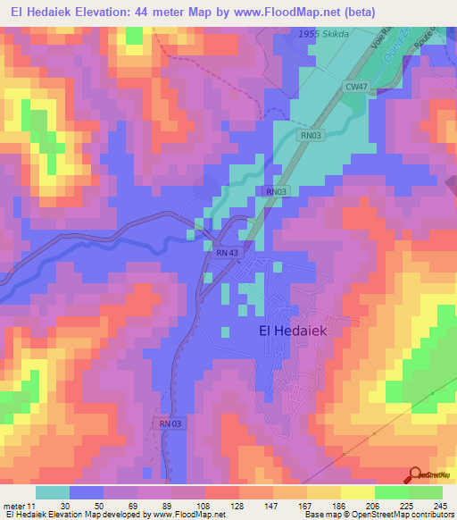 El Hedaiek,Algeria Elevation Map
