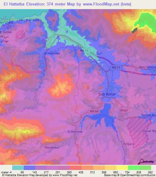 El Hattatba,Algeria Elevation Map