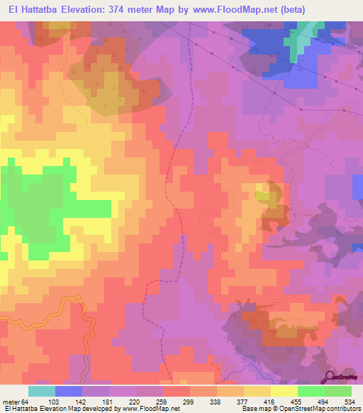 El Hattatba,Algeria Elevation Map