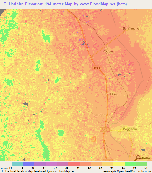 El Harihira,Algeria Elevation Map