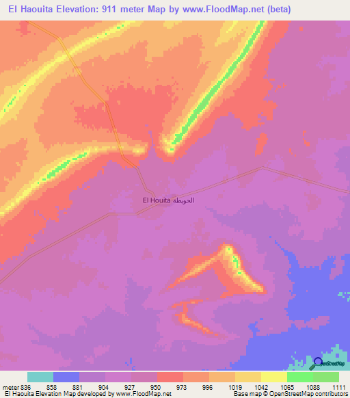El Haouita,Algeria Elevation Map