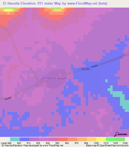 El Haouita,Algeria Elevation Map