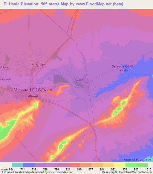 El Hania,Algeria Elevation Map