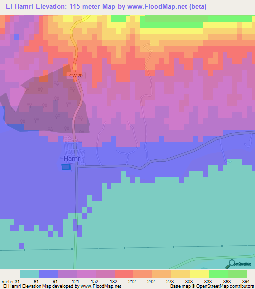 El Hamri,Algeria Elevation Map