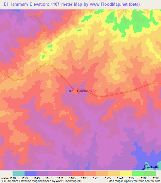 El Hammam,Algeria Elevation Map