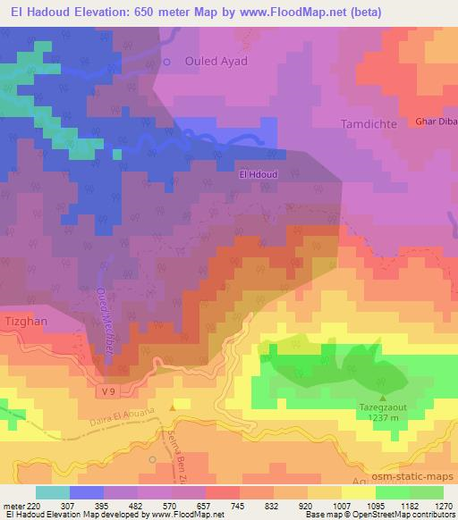 El Hadoud,Algeria Elevation Map