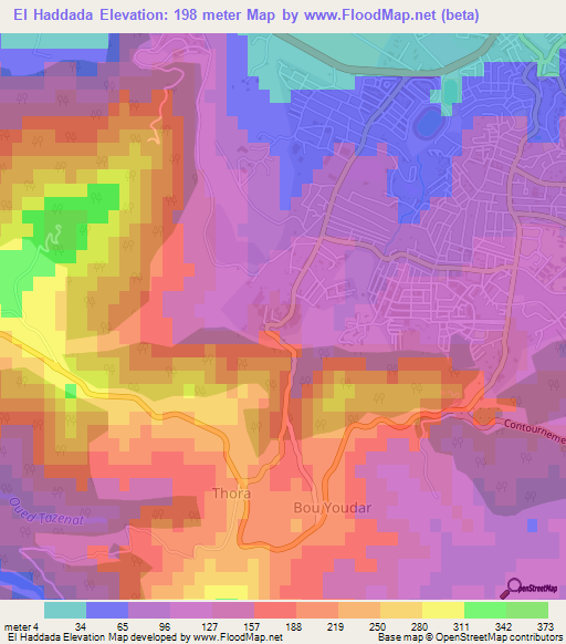 El Haddada,Algeria Elevation Map