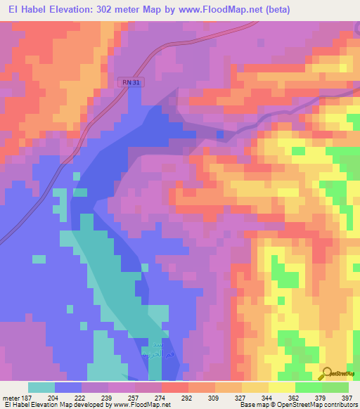 El Habel,Algeria Elevation Map