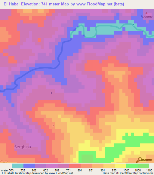 El Habal,Algeria Elevation Map
