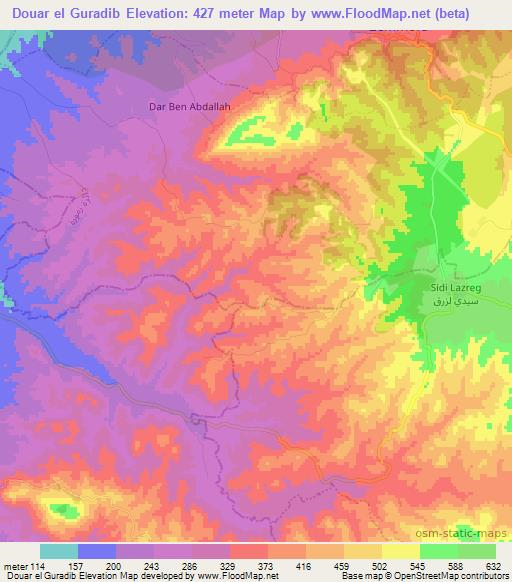 Douar el Guradib,Algeria Elevation Map