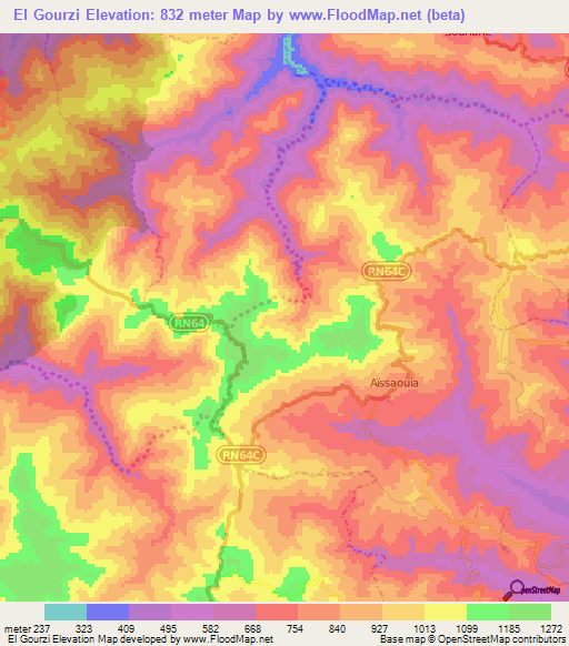 El Gourzi,Algeria Elevation Map