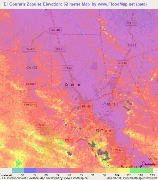 El Gourarir Zaouiet,Algeria Elevation Map