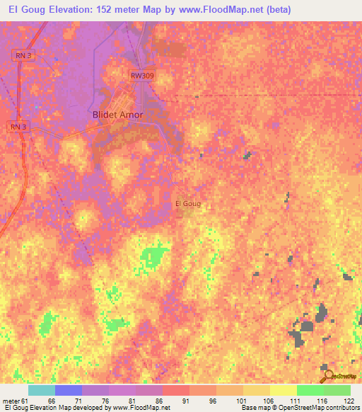 El Goug,Algeria Elevation Map