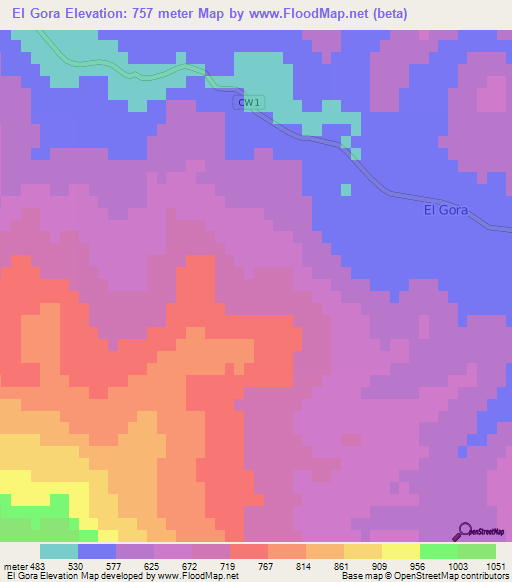 El Gora,Algeria Elevation Map