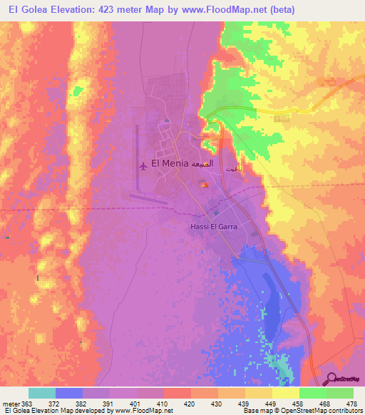 El Golea,Algeria Elevation Map