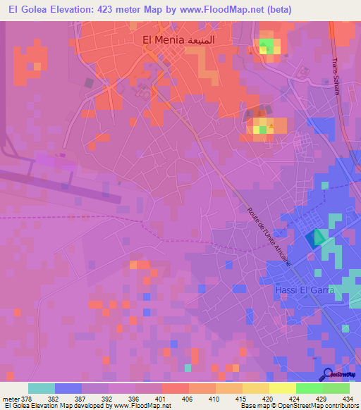 El Golea,Algeria Elevation Map
