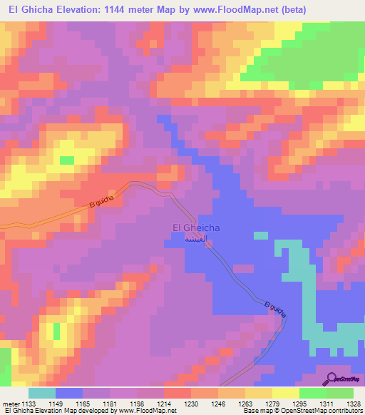 El Ghicha,Algeria Elevation Map