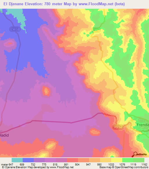 El Djenane,Algeria Elevation Map
