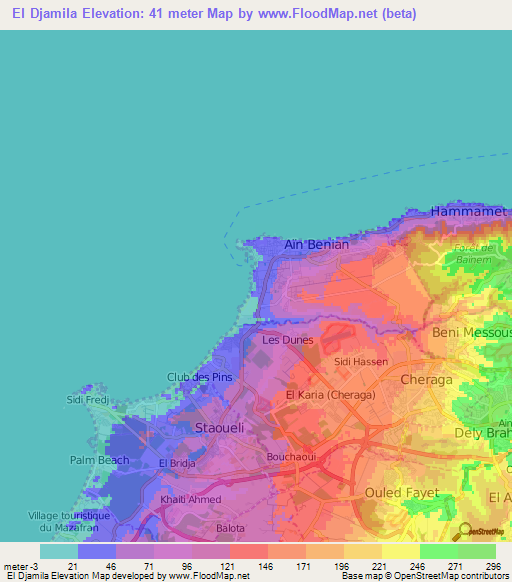 El Djamila,Algeria Elevation Map