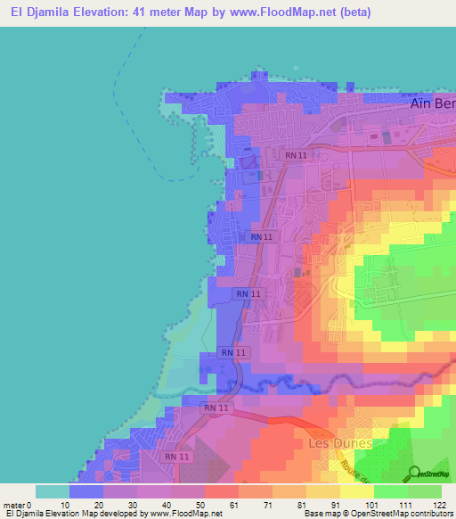 El Djamila,Algeria Elevation Map