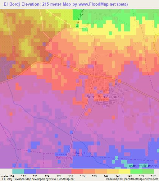 El Bordj,Algeria Elevation Map
